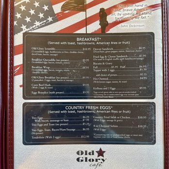 Old Glory Cafe - Menu - Cafes Near Me - Kimberly, Wisconsin
