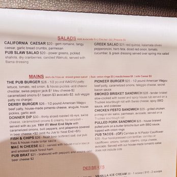 The Pub at Donner Lake - Menu continued - American Near Me - Truckee, California