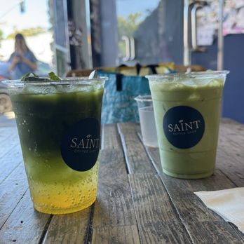 Saint Coffee Shop - Matcha peach fizz and matcha latte - Coffee & Tea Near Me - Los Angeles, California Saint Coffee Shop - Matcha peach fizz and matcha latte - Coffee & Tea Near Me - Los Angeles, California