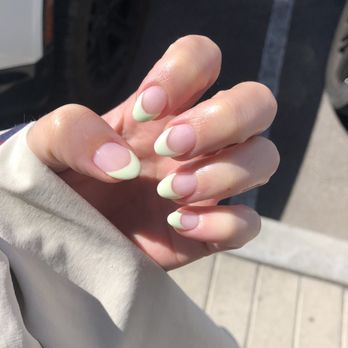 Forever Nails & Spa - shamrock shake x lucky charms milk  clear/light pink dip (no extension) with mint gel french done by Jenny~ - Skin Care Near Me - Valencia, California