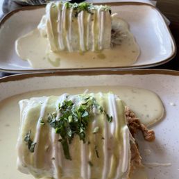 Shared 1 huge chicken wet burrito!