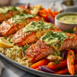 The Healthy Kitchen Miami - Family Bundle - Lemon Dijon Roasted Salmon + Orzo + Glazed Carrots