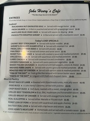Menu photo 1 John Henry's Palm Springs, CA Menu photo 1 John Henry's Palm Springs, CA