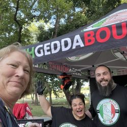 Fuhgeddaboudit Breads - Owners and happy customer.