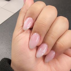 Glitz School Of Cosmetology - French sparkle acrylic over french rose