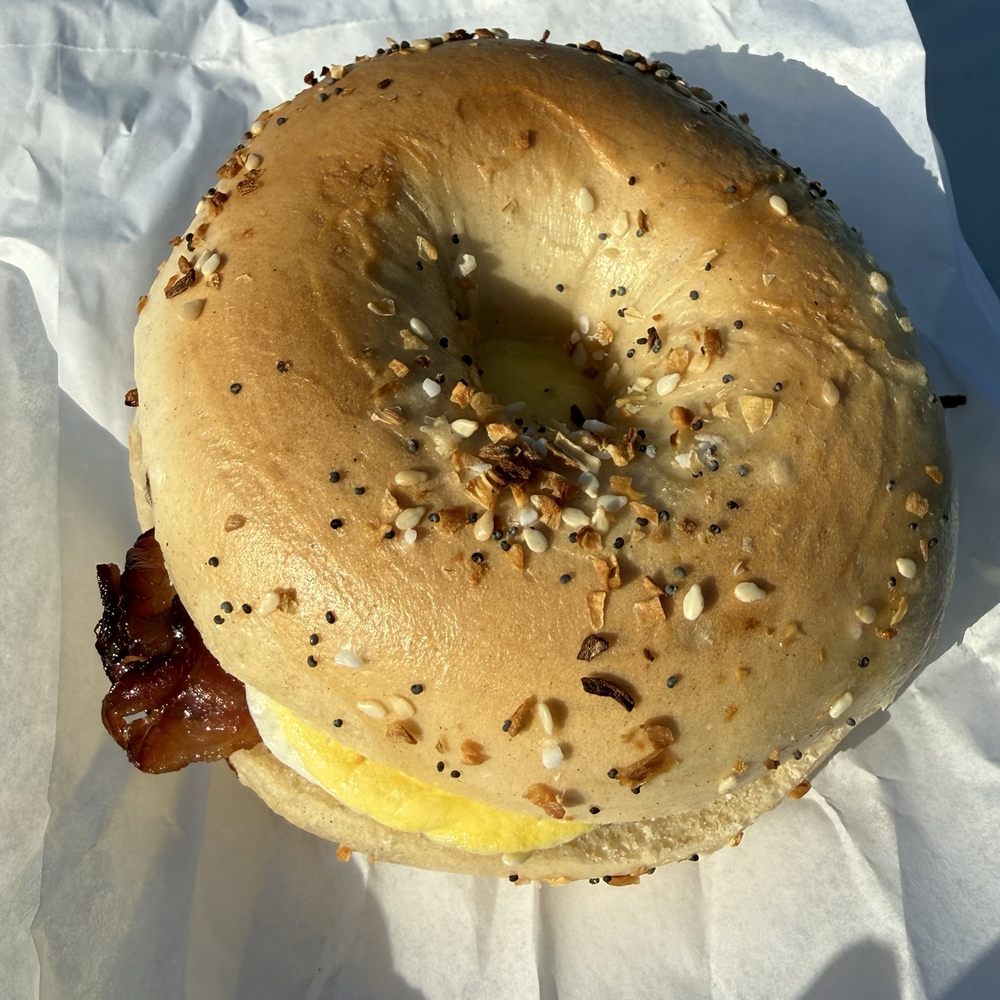 Bagel Fair - Everything with egg and bacon - Bagels Near Me - Indianapolis, Indiana