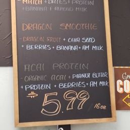 a menu on a blackboard