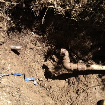 Everyday Plumbing - Main Water Service Leak at 3/4" galvanized 90 degree fitting. Pipe cut and prepped for repair - Plumbing Near Me - La Verne, California Everyday Plumbing - Main Water Service Leak at 3/4" galvanized 90 degree fitting. Pipe cut and prepped for repair - Plumbing Near Me - La Verne, California