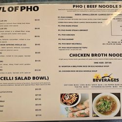 Bowl Of Pho - Menu June 2024