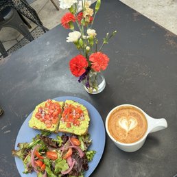 Avocado Toast and a latte.