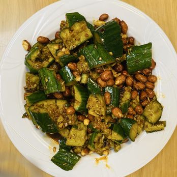 Great Wall Restaurant - Cold cucumber salad, this does not come with peanuts. I added those myself. - Chinese Near Me - South Salt Lake, Utah