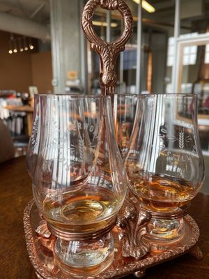 Photo of Copperworks Distilling Company - Seattle, WA, US. Custom flight of two gins and two whiskeys.