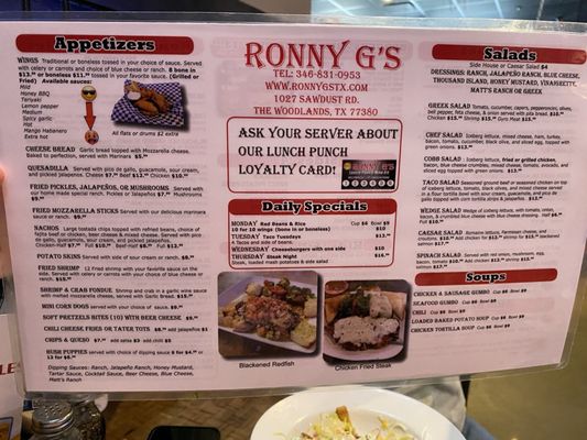 Menu photo 6 Ronny G's The Woodlands, TX