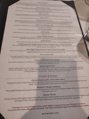 Menu photo 3 One Thirty Five Prime Waco, TX