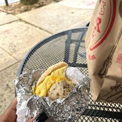 Custom Bagels - Egg & cheese everything bagel sandwich