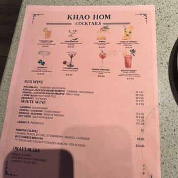 Khao Hom - Bar menu - Thai Near Me - Hayward, California