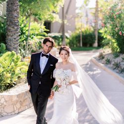 Romantic Cabo Weddings & Events - My groom and me on our wedding day. Shot by Nadia Hung Photography.