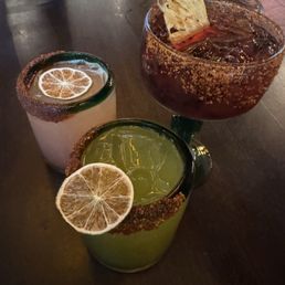 Left to right: Mile High Guava, Tamacumber, Carbón Negro with freeze dried pineapple slice topper.