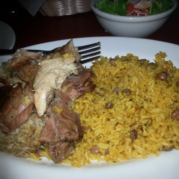 Surrender Cafe - Pernil asado (roast pork with Arroz con gandules) comes with a sales for $9.95 - Latin American Near Me - Woodbridge, New Jersey Surrender Cafe - Pernil asado (roast pork with Arroz con gandules) comes with a sales for $9.95 - Latin American Near Me - Woodbridge, New Jersey