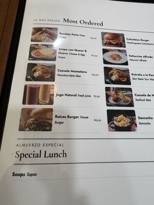 Menu photo 4 Raices Colombianas Newton, NJ