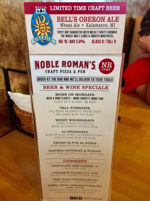 Menu photo 5 Noble Roman's Craft Pizza & Pub Carmel, IN