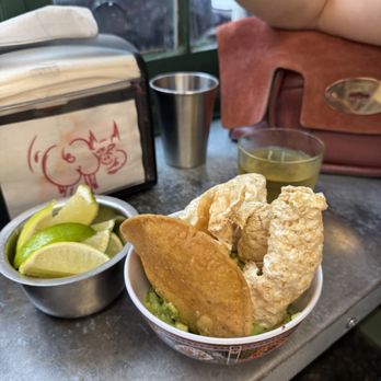 Carnitas Ramirez - guac with chicharon - Tacos Near Me - New York, New York Carnitas Ramirez - guac with chicharon - Tacos Near Me - New York, New York