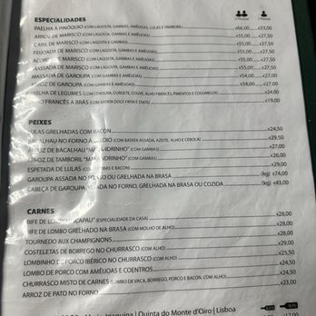 Restaurante Pinóquio - Menu Spanish - 1 of 2 - Seafood Near Me - Lisbon, 11
