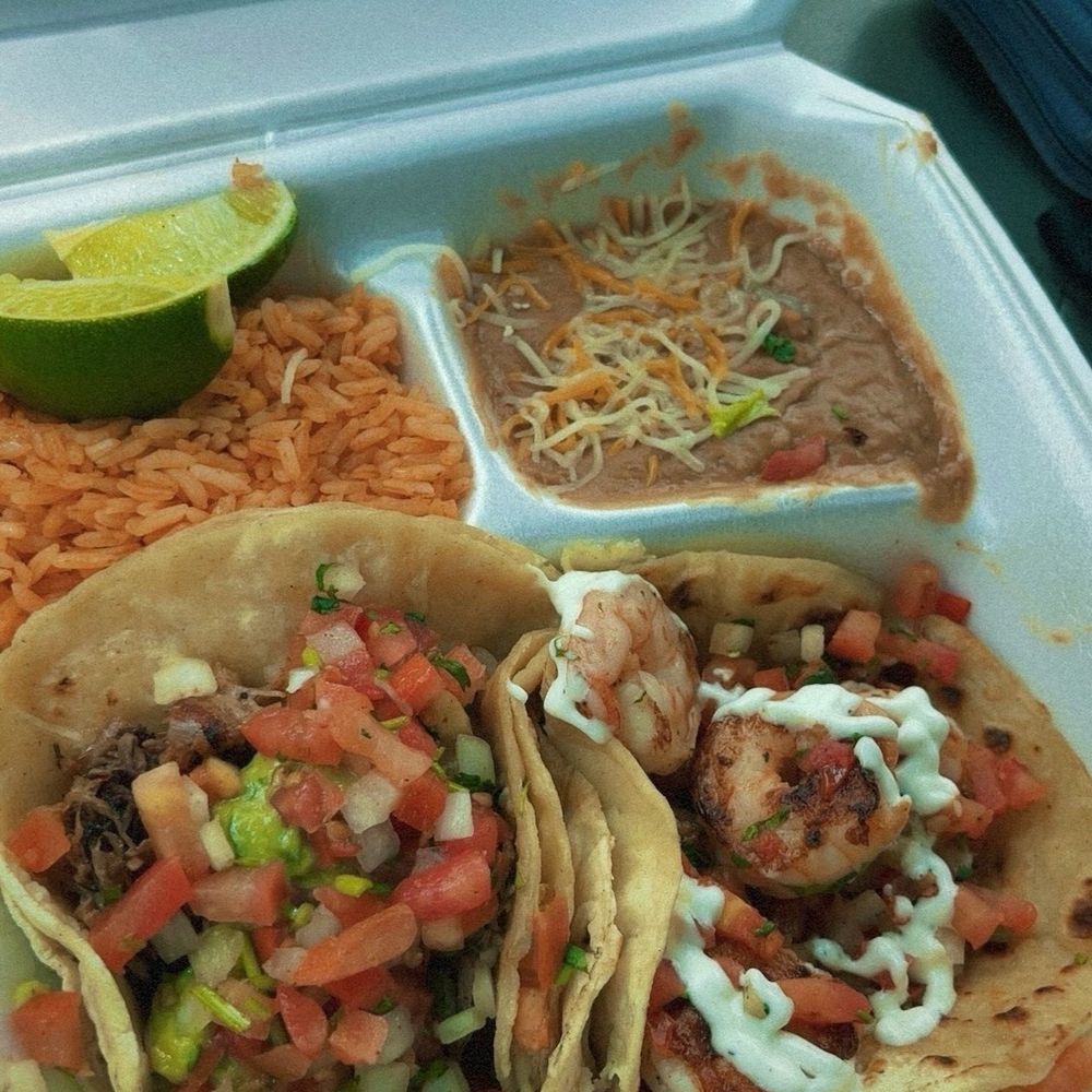 So-Cali Taco Shop - Combo 2 with a Shrimp Taco and Carnitas Taco, rice and beans. - Mexican Near Me - Murfreesboro, Tennessee So-Cali Taco Shop - Combo 2 with a Shrimp Taco and Carnitas Taco, rice and beans. - Mexican Near Me - Murfreesboro, Tennessee
