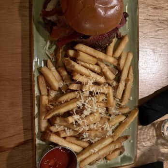 The Wilder - Wagyu Smash burger, pickled red onions, American cheese, Togarashi Aoili with truffle fries - Cocktail Bars Near Me - Portsmouth, New Hampshire The Wilder - Wagyu Smash burger, pickled red onions, American cheese, Togarashi Aoili with truffle fries - Cocktail Bars Near Me - Portsmouth, New Hampshire