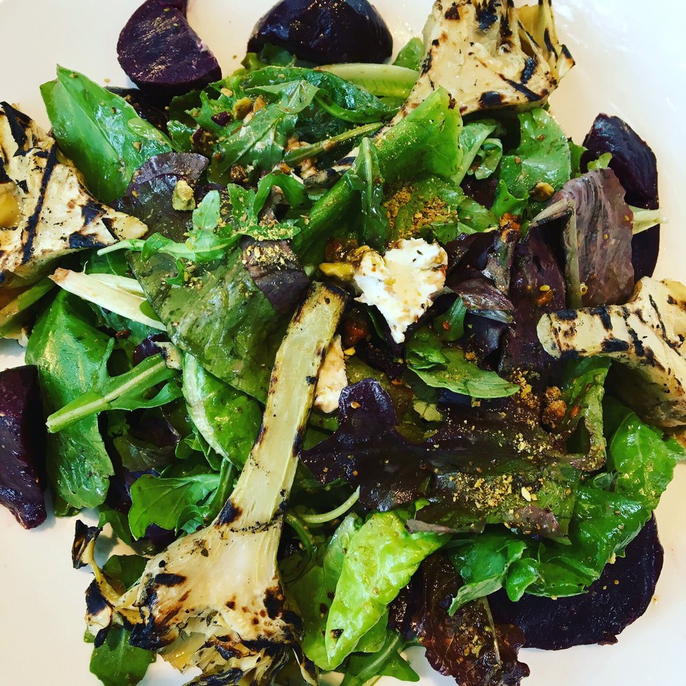 Vinaigrette - roasted beet, pistachio goat cheese & grilled artichoke - Salad Near Me - Austin, Texas Vinaigrette - roasted beet, pistachio goat cheese & grilled artichoke - Salad Near Me - Austin, Texas