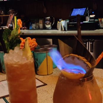 The SOS Tiki Bar - mai tai (fire)and zombie - Caribbean Near Me - Decatur, Georgia
