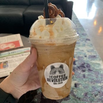 The Coffee Revolution - Salted caramel pretzel frappe - Coffee & Tea Near Me - Davenport, Iowa The Coffee Revolution - Salted caramel pretzel frappe - Coffee & Tea Near Me - Davenport, Iowa