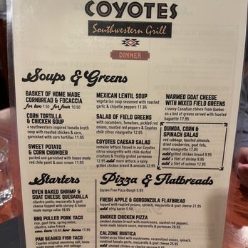Coyotes Southwestern Grill - Menu - Southern Near Me - Banff, Alberta