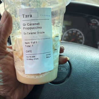 Starbucks - Carmel frappe with extra Carmel drizzle - Coffee & Tea Near Me - St. Charles, Illinois