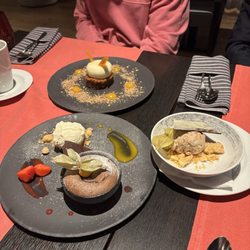 Carrot cake, chocolate lava cake, hazelnut ice cream