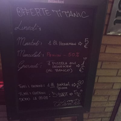 Menu photo 2 Titanic Pub Rome, RM Menu photo 2 Titanic Pub Rome, RM