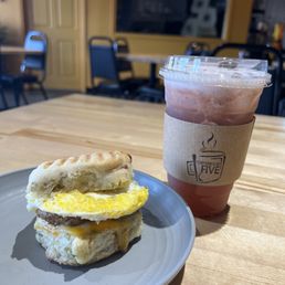 Breakfast biscuit and strawberry lemonade Breakfast biscuit and strawberry lemonade