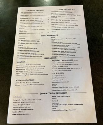 Menu photo 2 Open Range MT Bozeman, MT