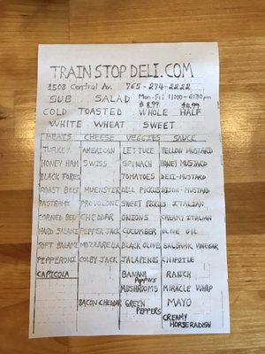 Menu photo 2 Train Stop Deli Anderson, IN