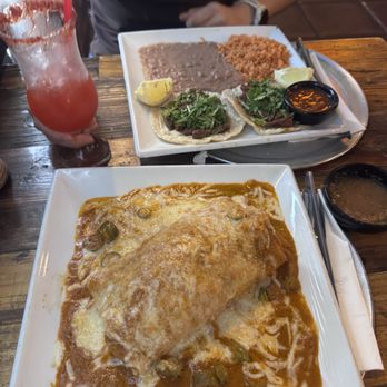 Yoli's Mexican Grill - Wet burrito ranchero and two taco combo - Mexican Near Me - Riverside, California