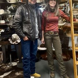 Cowboy Up Hatters - Mo Brings Plenty - Yellowstone actor Hanging out with the Hat Lady at Cowboy Up Hatters