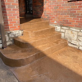 Sam The Concrete Man Kansas City KS - Removed old steps that had collapsed away from the porch and created something new. Beautiful! - Masonry/Concrete Near Me - Kansas City, Missouri