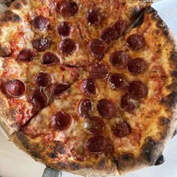 Wood-fired pepperoni & hot honey pizza