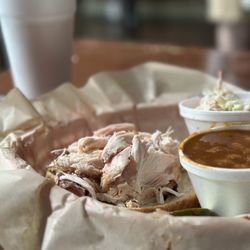 Cryin' Coyote Barbecue - Dr Pepper beans, Alabama white coleslaw and some chicken