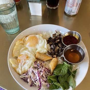 The Breakfast Den - TBD Breakfast Rice Bowl (mushrooms and hot chili oil added) - Breakfast & Brunch Near Me - Philadelphia, Pennsylvania The Breakfast Den - TBD Breakfast Rice Bowl (mushrooms and hot chili oil added) - Breakfast & Brunch Near Me - Philadelphia, Pennsylvania