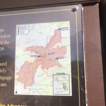 Inaja Memorial Park - Map of trails & 43,611 acres burned from fire on November 24, 1956 on the Inaja  Reservation near Julian in East San Diego Co. - Parks Near Me - Santa Ysabel, California