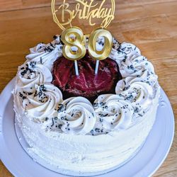 Windy Haven Farm - Beautiful (despite me dinging the frosting,) and delicious cake! Vegan and gluten-free but doesn't taste like either.
