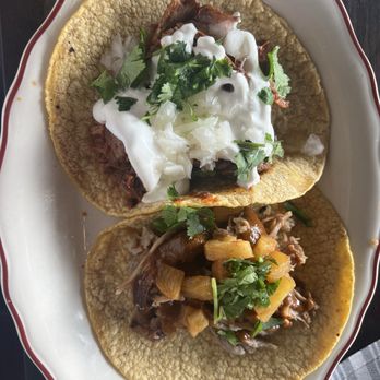 Little Donkey - Homewood - Adobada (top) and el pastor (bottom) tacos - Mexican Near Me - Birmingham, Alabama Little Donkey - Homewood - Adobada (top) and el pastor (bottom) tacos - Mexican Near Me - Birmingham, Alabama