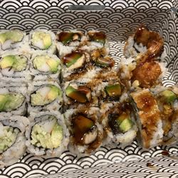 Fujisushi - Maki Combo C: California, eel avocado, & shrimp tempura rolls