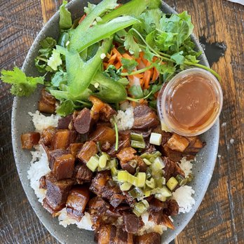 CrackleMi Vietnamese Grill - Soy Braised Pork Belly Bowl ( contains gluten) - Vietnamese Near Me - Seattle, Washington CrackleMi Vietnamese Grill - Soy Braised Pork Belly Bowl ( contains gluten) - Vietnamese Near Me - Seattle, Washington